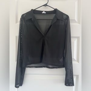Garage mesh button down crop top XL